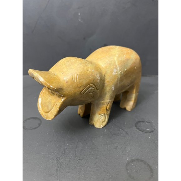 Antique Hand Carved Baby Hippo Sculpture Soapstone Mid Century - Picture 2 of 12